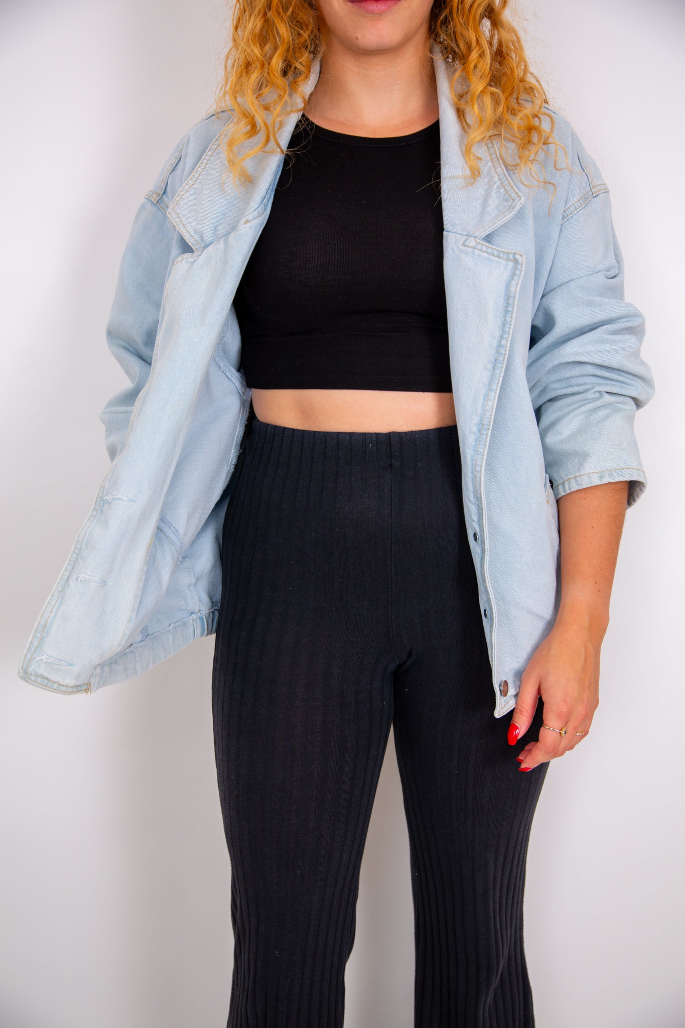 Veste-blazer en jean bleu clair 44