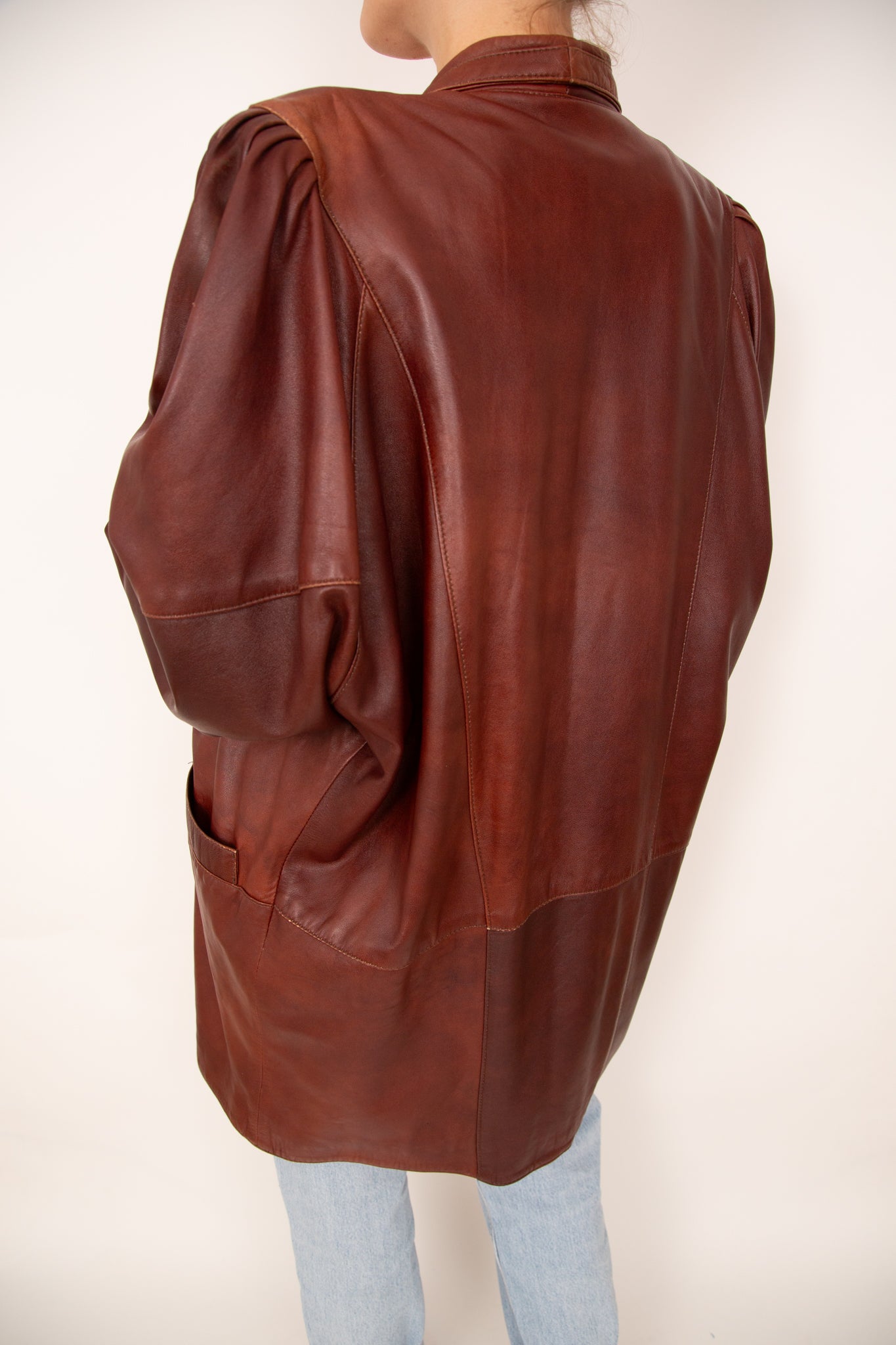 Veste en cuir cognac 40
