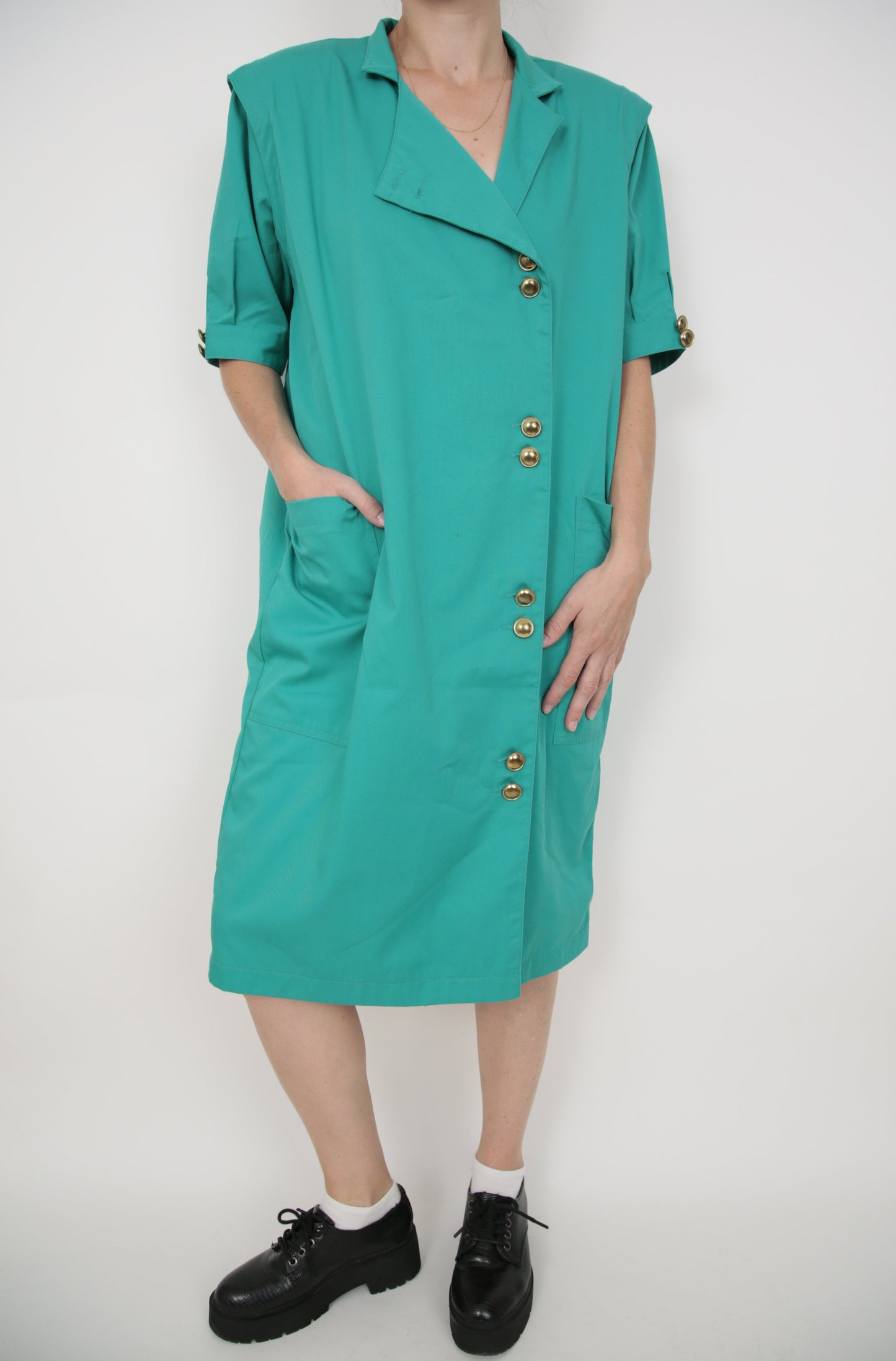 Robe à épaulettes turquoise 40