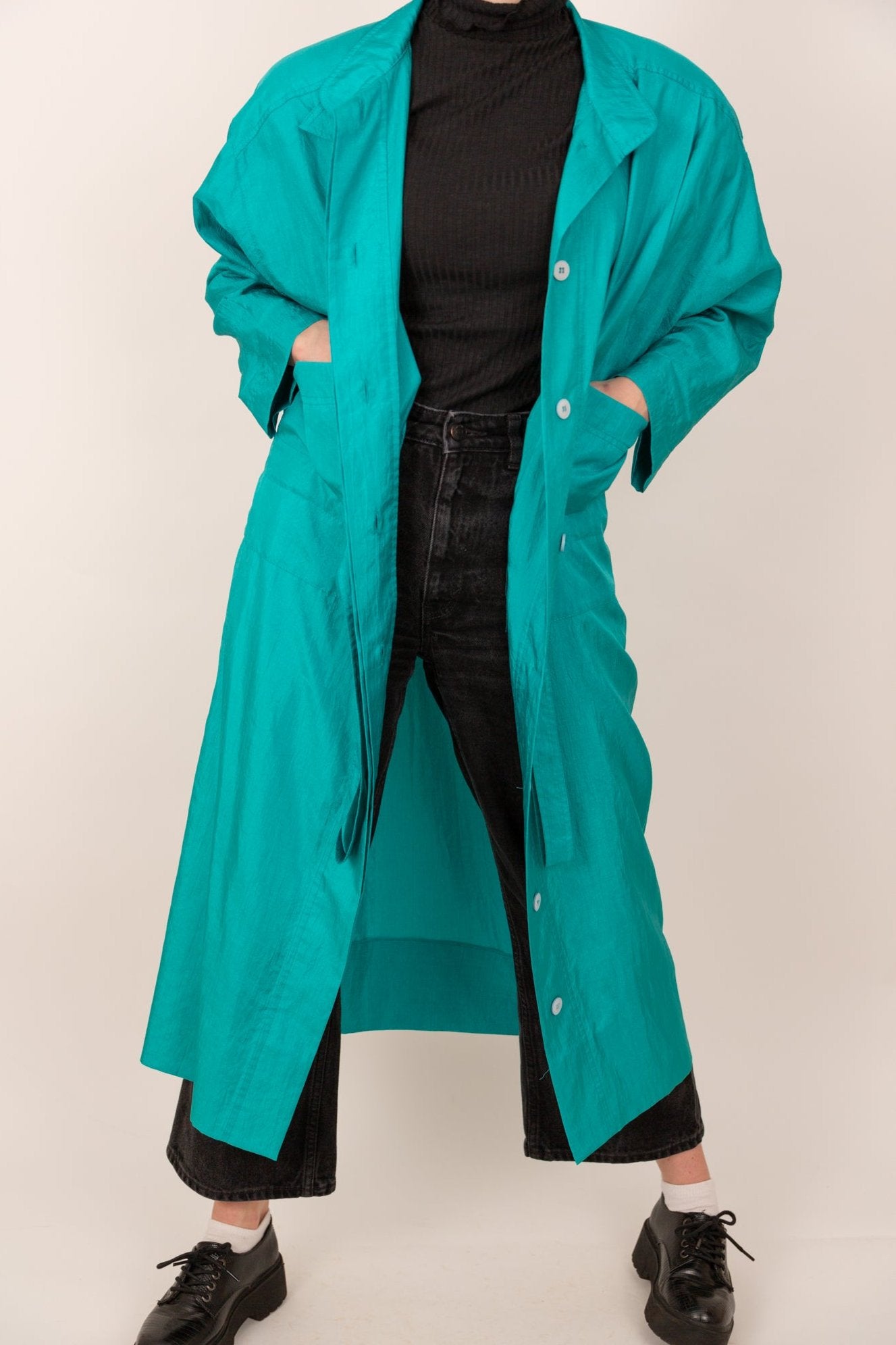 Robe turquoise satinée 38