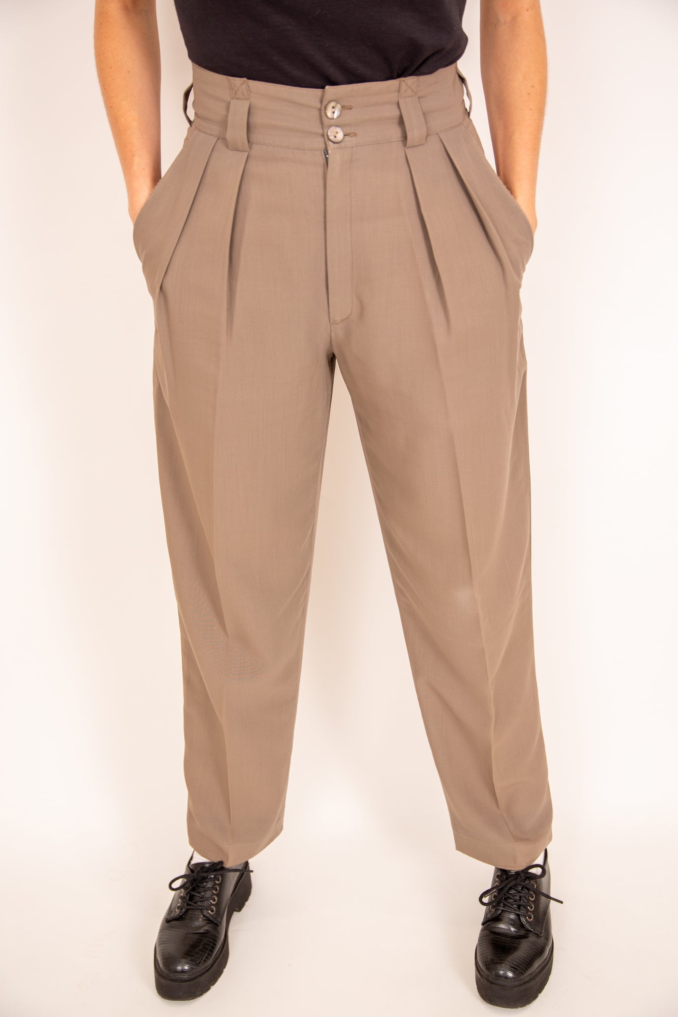 Pantalon à pince marron glacé 36