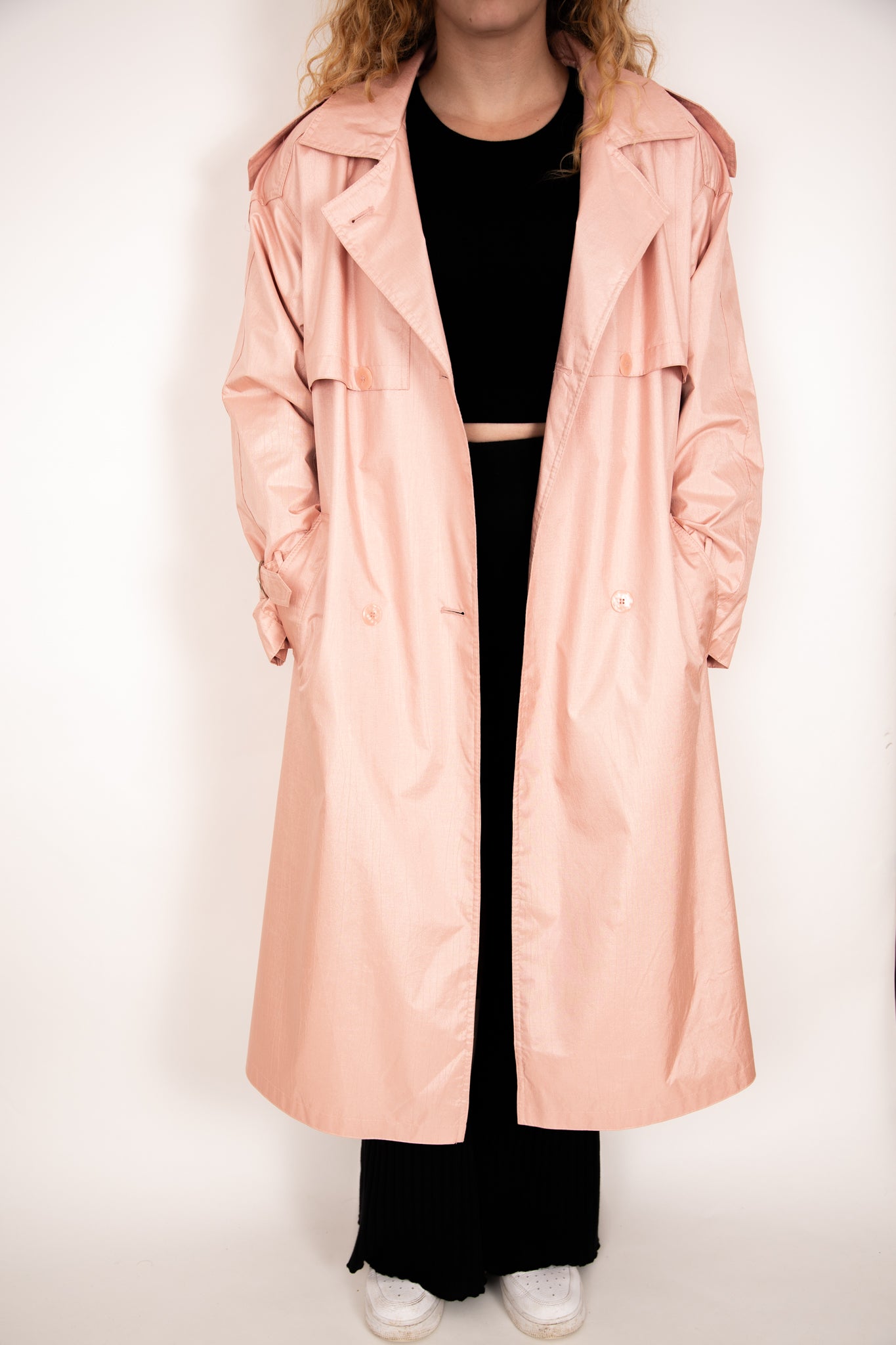 Trench-coat rose irisé 42