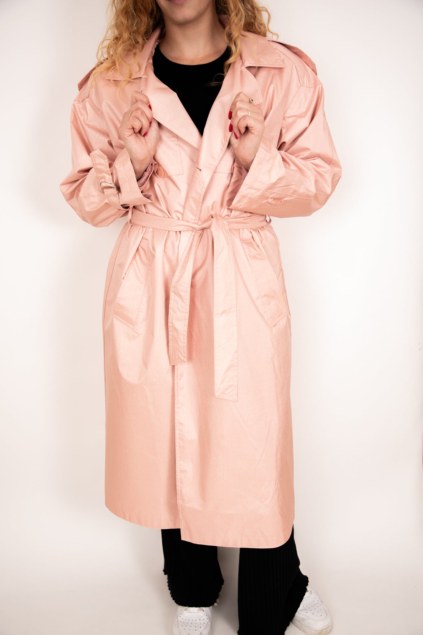 Trench-coat rose irisé 42