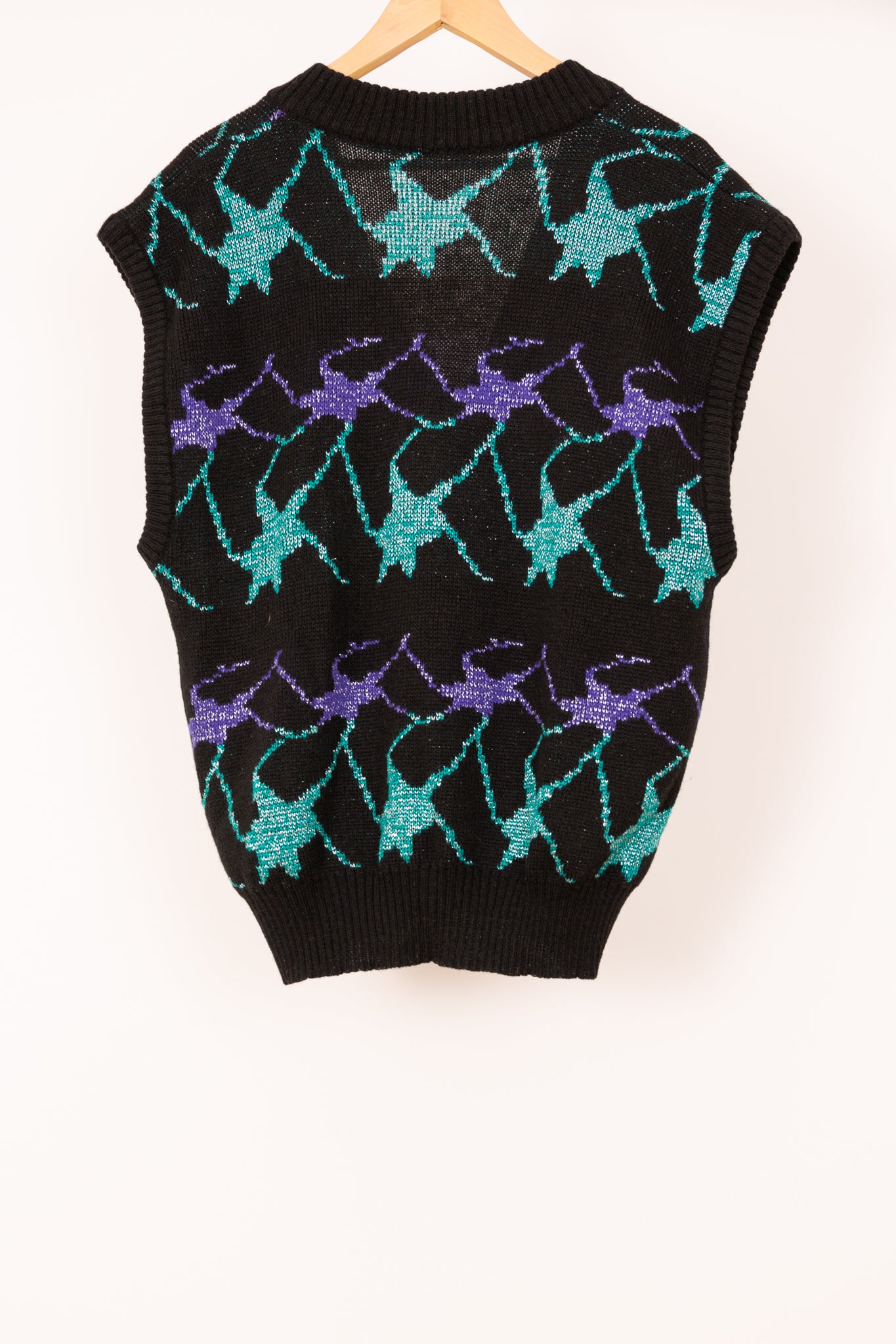 Pull sans manches noir, bleu et violet métallisés 42