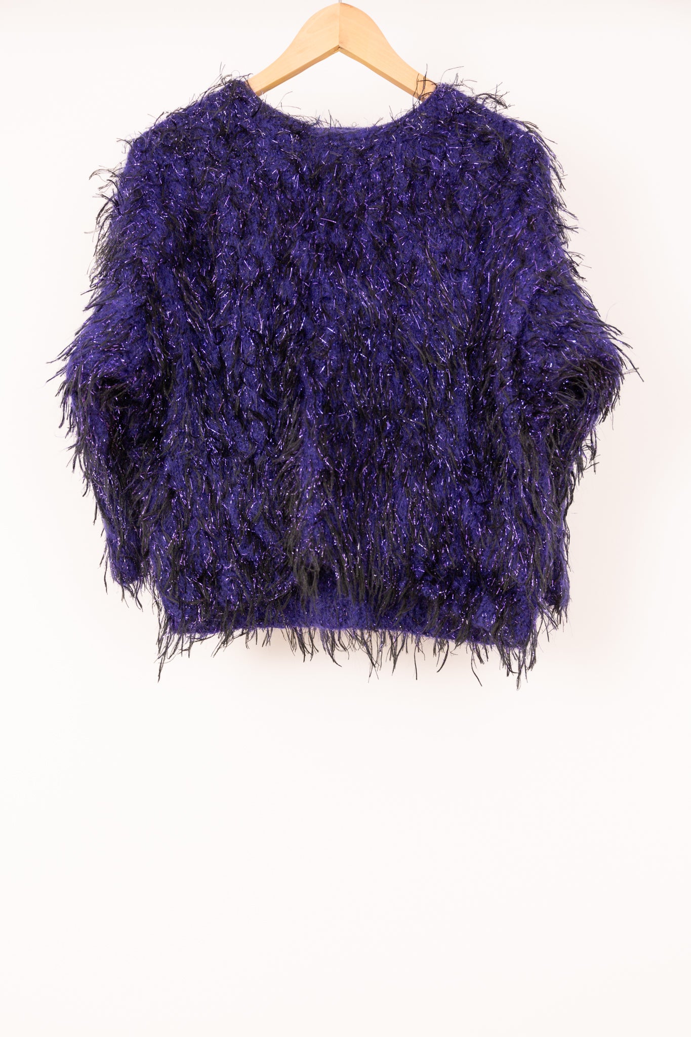 Pull violet duveteux et brillant 38