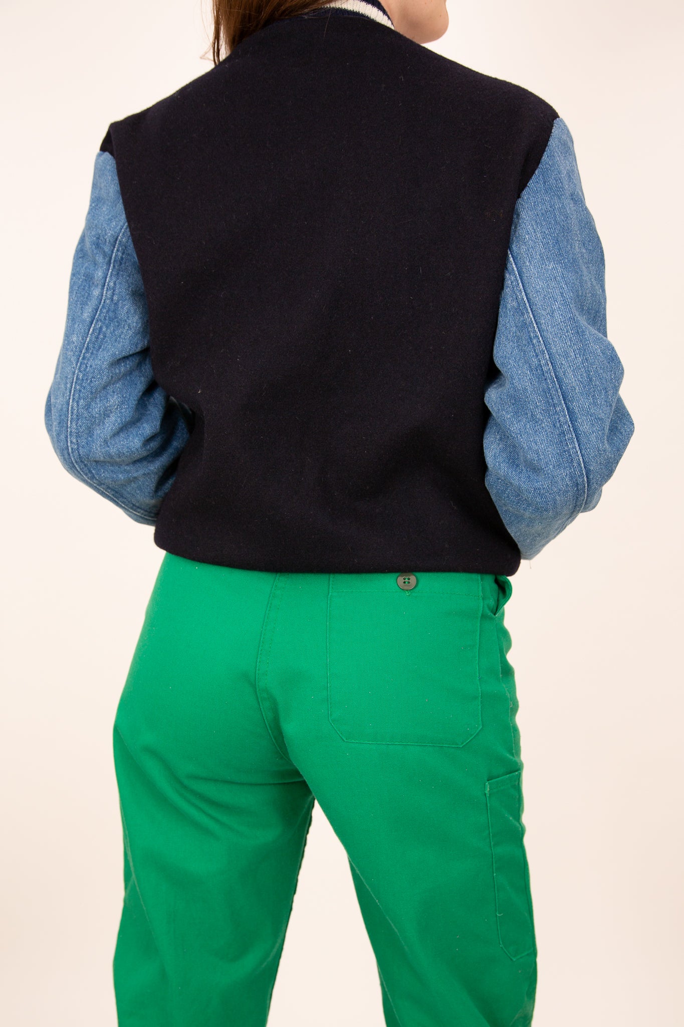 Blouson laine et jean bleu et blanc 36