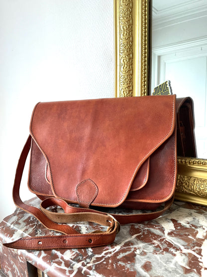 Sacoche bandoulière en cuir camel