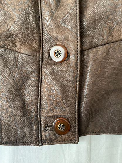 Blouson en cuir marron foncé 42