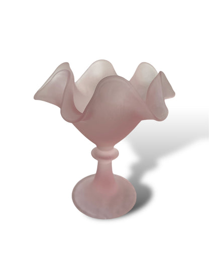 6 coupes à dessert en verre dépoli rose pâle