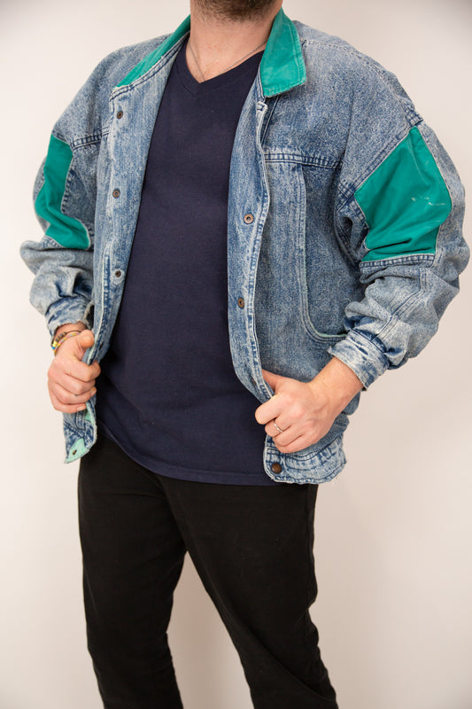 Blouson jean et turquoise 40