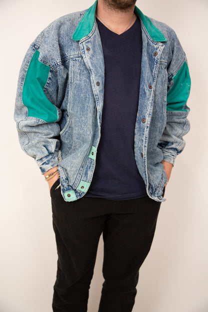Blouson jean et turquoise 40