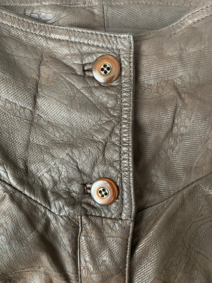 Blouson en cuir marron foncé 42