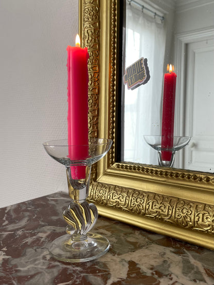 Bougeoir en verre transparent
