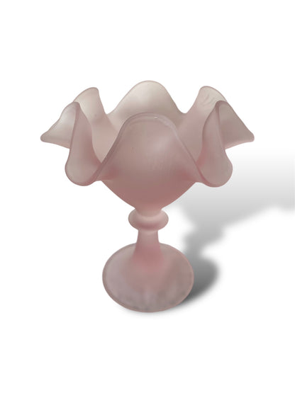 6 coupes à dessert en verre dépoli rose pâle
