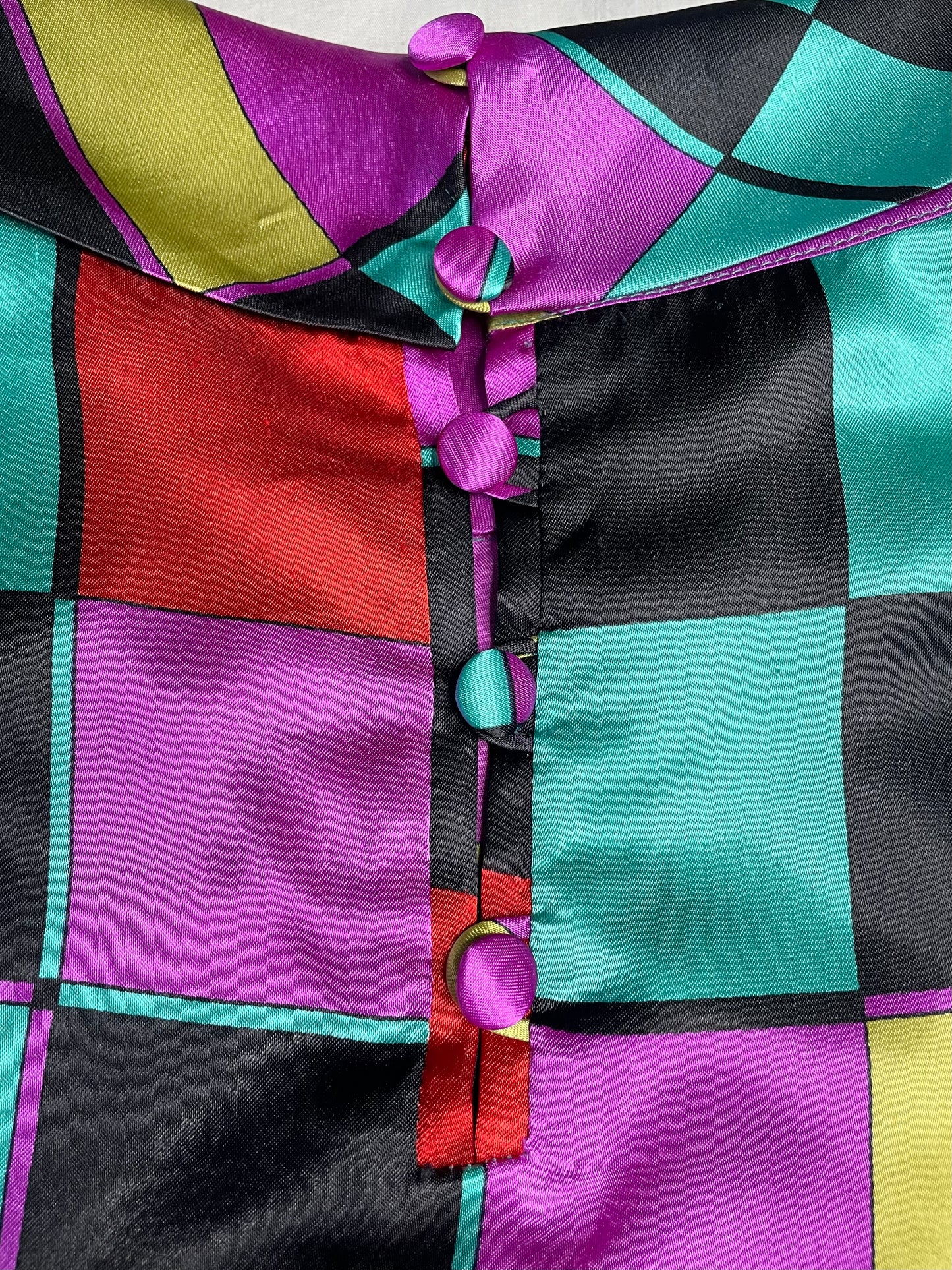 Top arlequin en soie 44