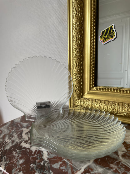 4 assiettes à dessert coquillage en verre
