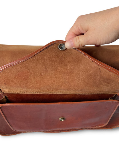 Sacoche bandoulière en cuir camel
