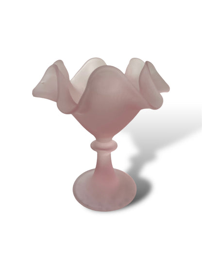 6 coupes à dessert en verre dépoli rose pâle