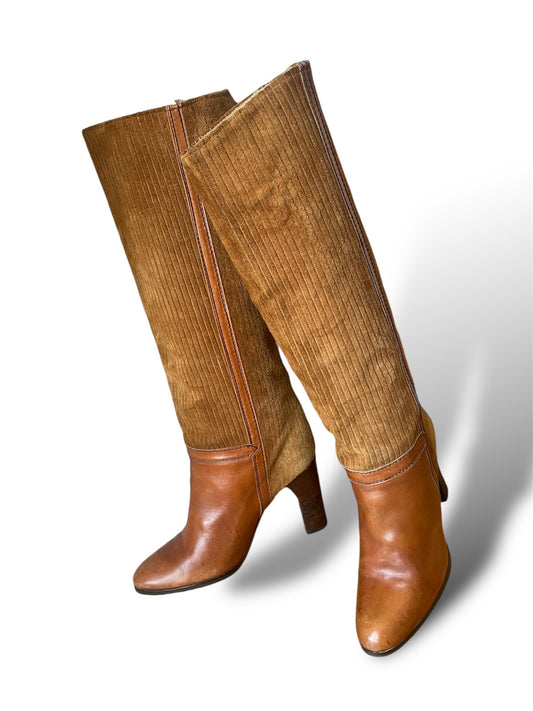 Bottes cuir et daim camel 36,5