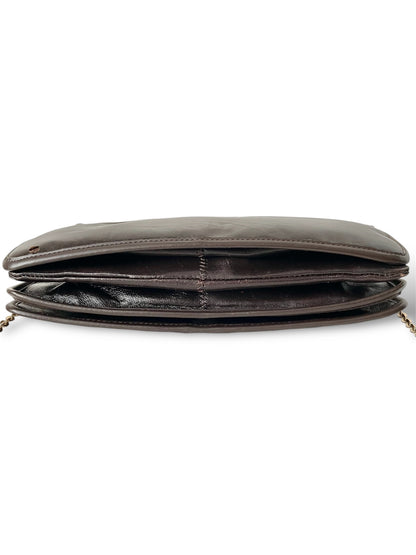 Sac bandoulière marron à chaîne dorée