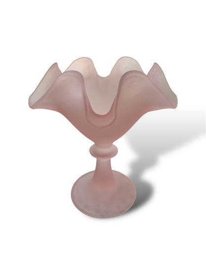 6 coupes à dessert en verre dépoli rose pâle