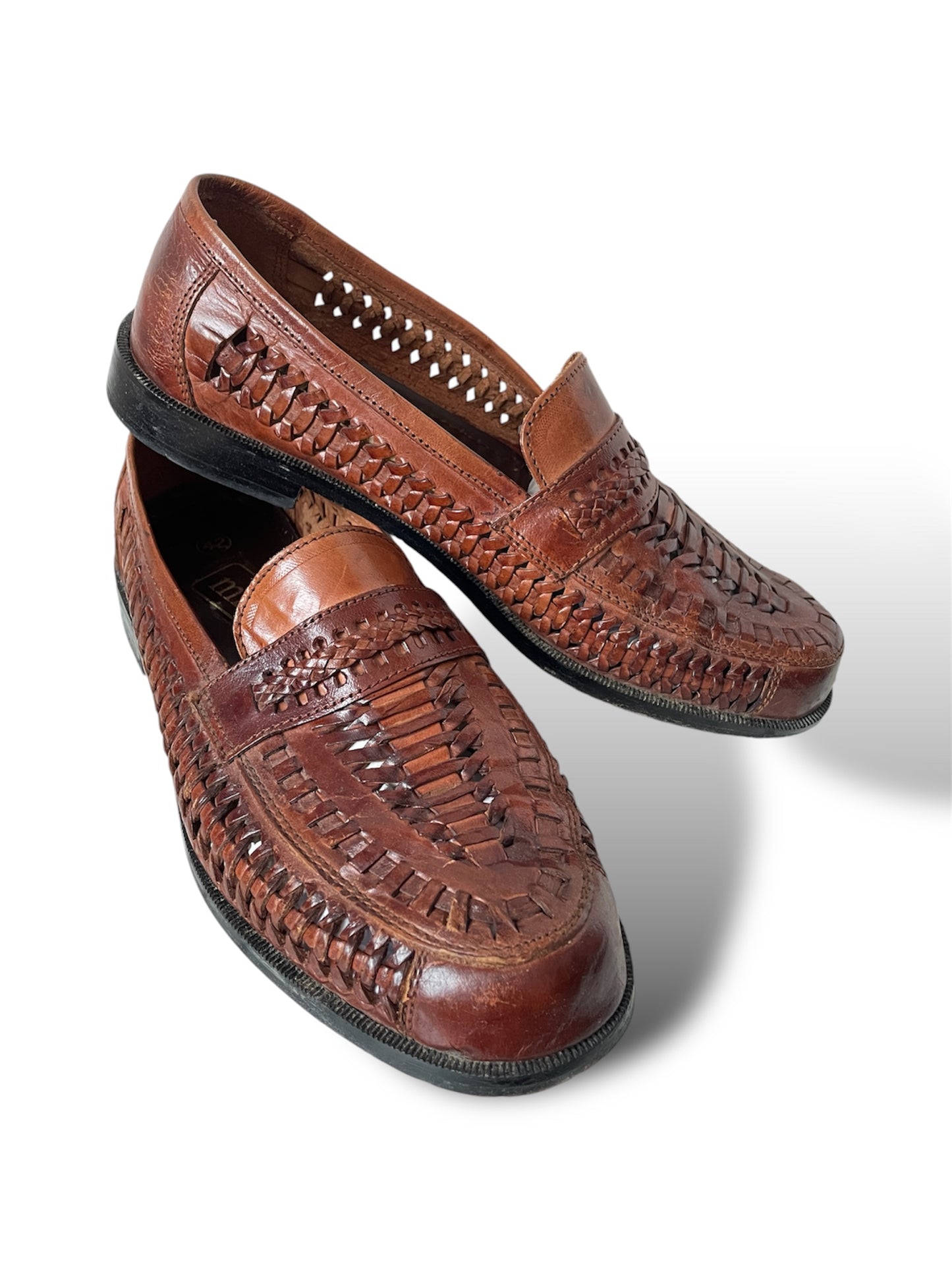 Mocassins en cuir tressé marron 42