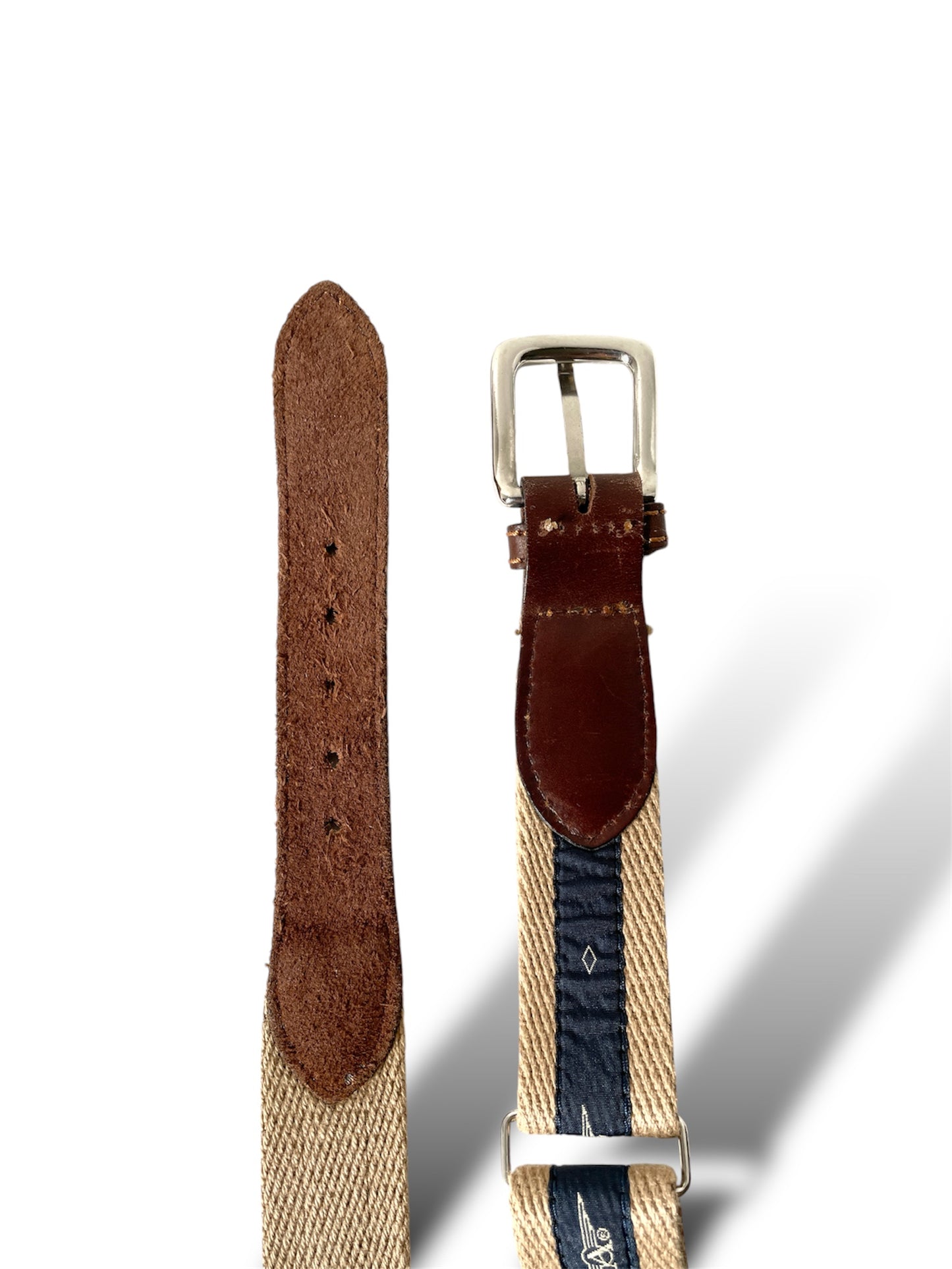 Ceinture Aviateur beige marron et bleu