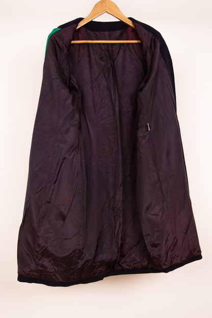 Robe bleue marine avec doublure verte 38