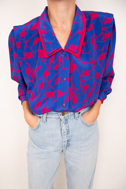 Chemisier rose et bleu électrique 36