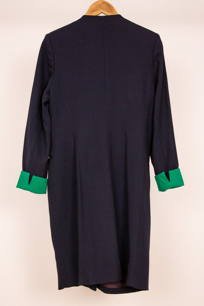 Robe bleue marine avec doublure verte 38