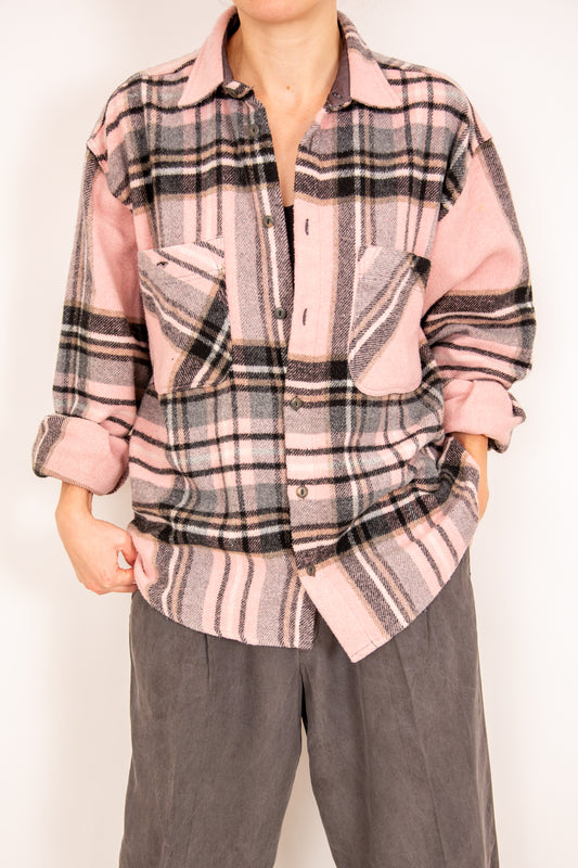 Surchemise rose et gris 36