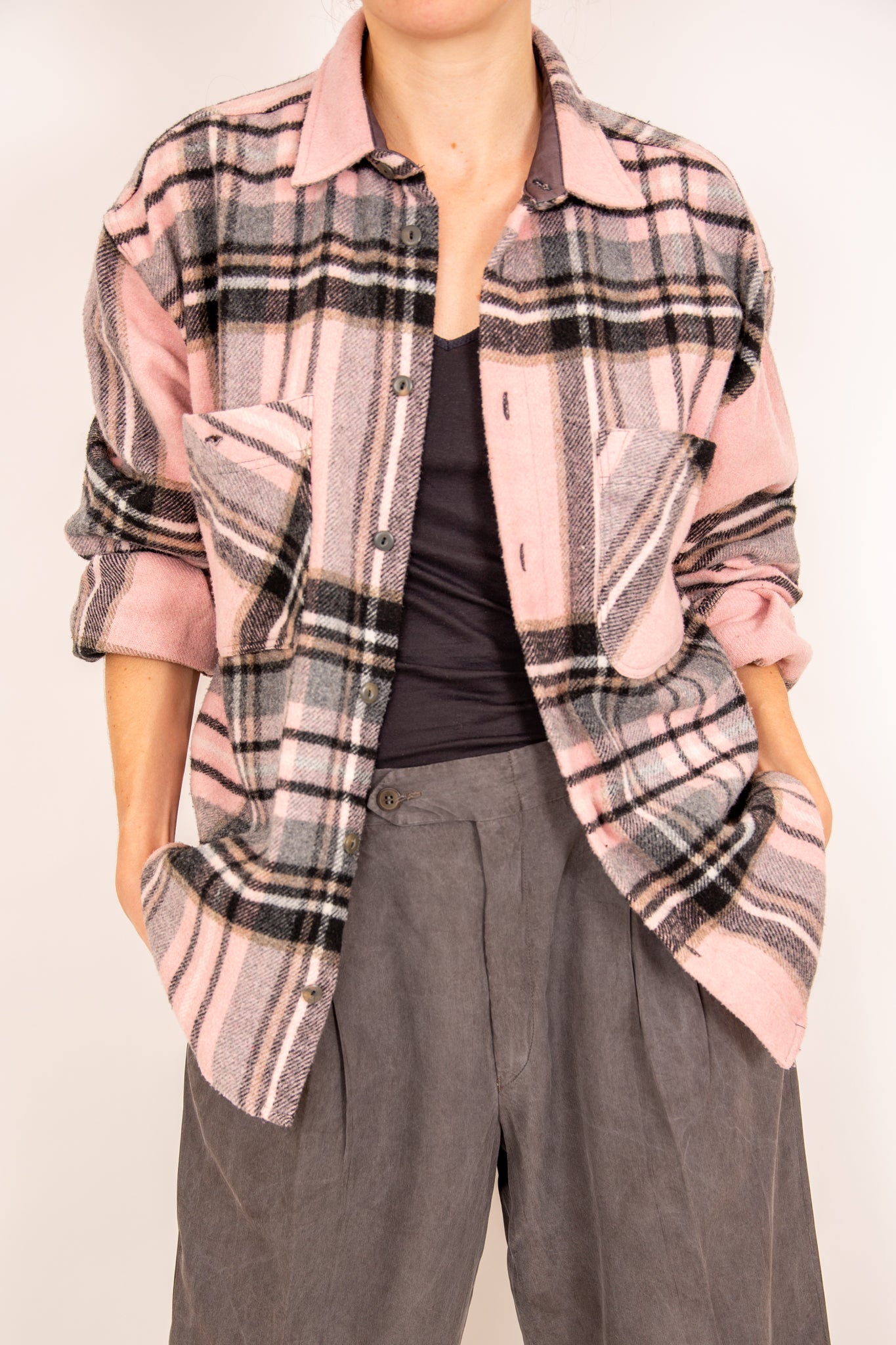 Surchemise rose et gris 36