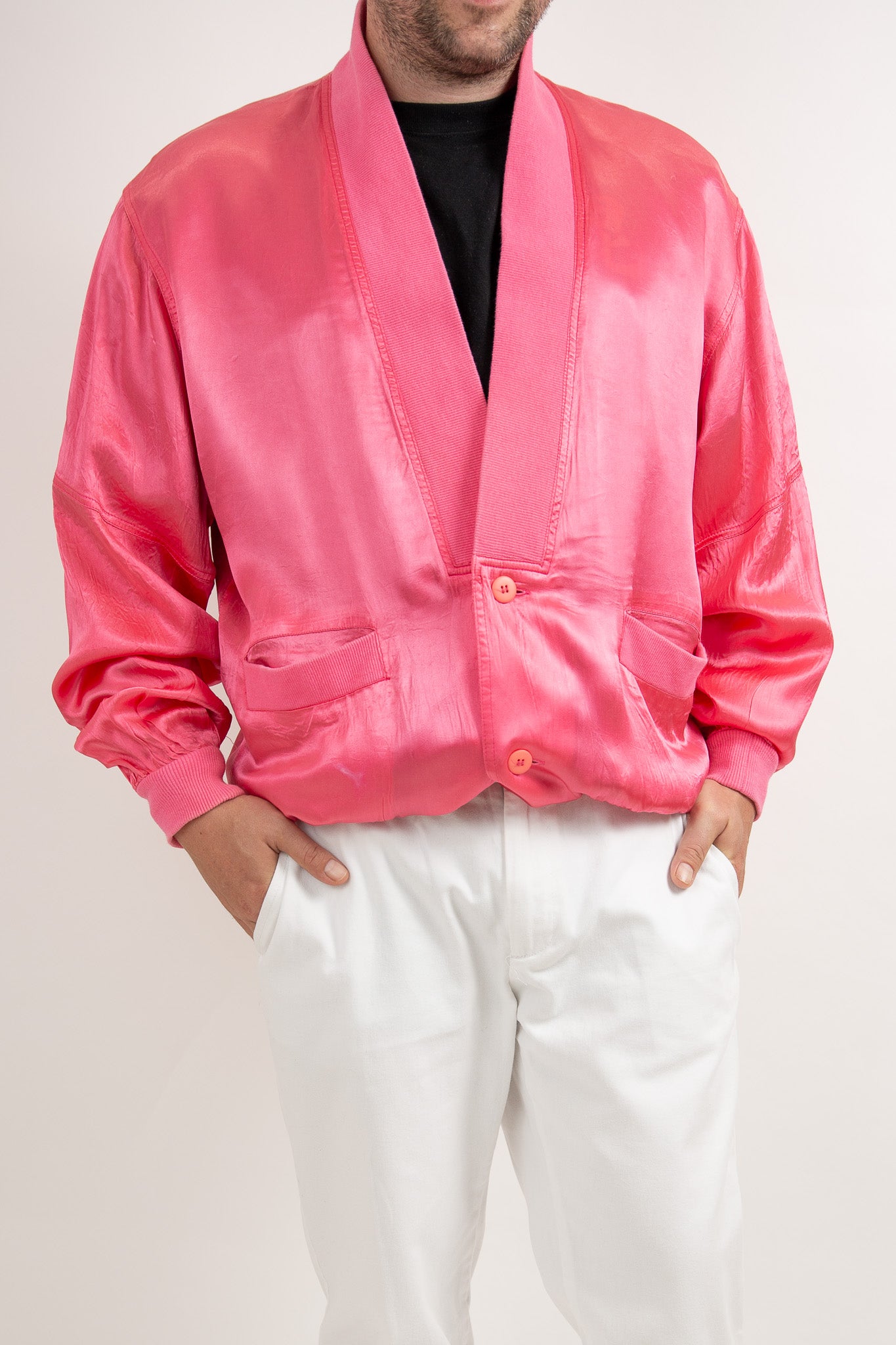 Gilet oversize rose satiné 38
