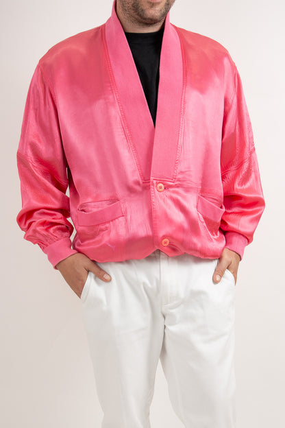 Gilet oversize rose satiné 38