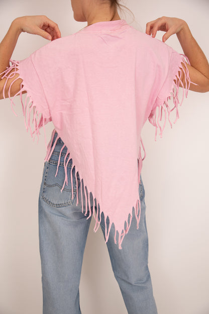 T-shirt plage à franges rose 36