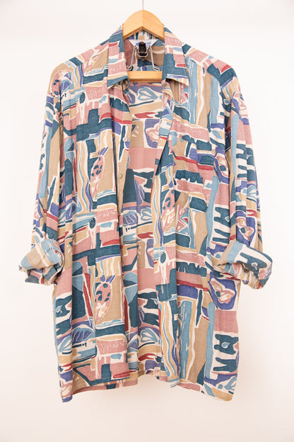 Chemise beige, rose, et bleu 58