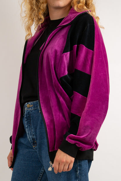 Veste de sport peau de pêche noir et violet 46