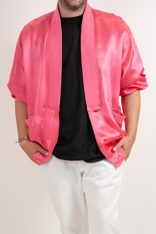 Gilet oversize rose satiné 38