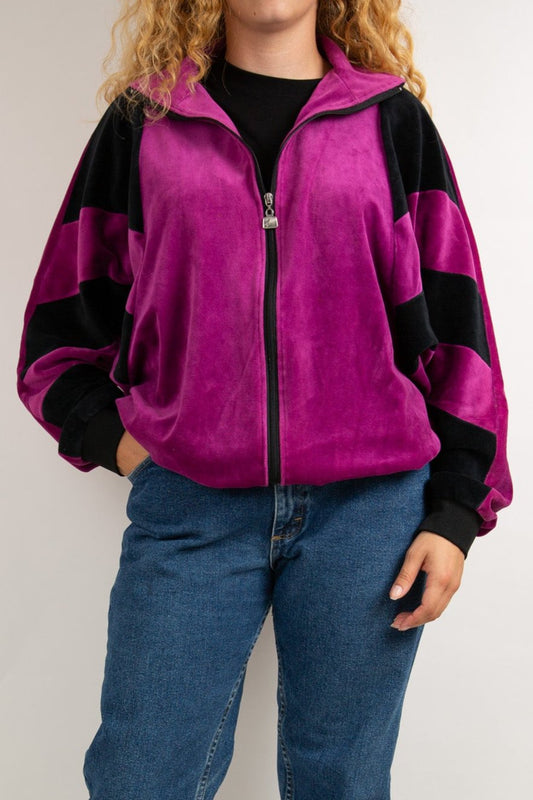 Veste de sport peau de pêche noir et violet 46