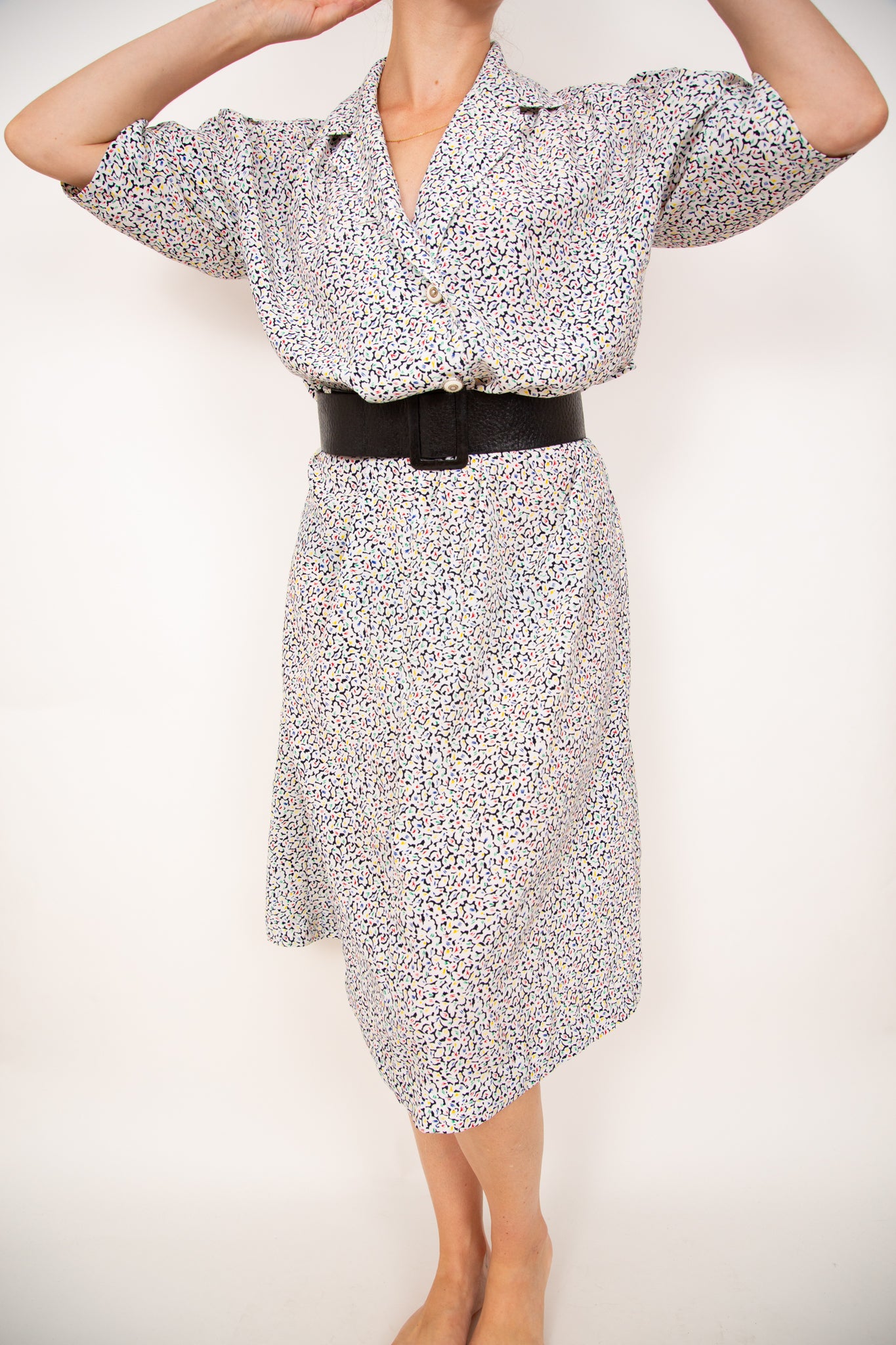 Robe-blouse blanche à fleurs 44