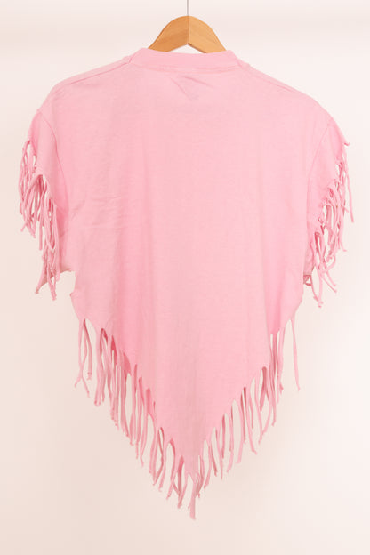 T-shirt plage à franges rose 36