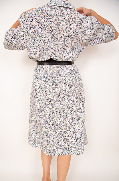 Robe-blouse blanche à fleurs 44