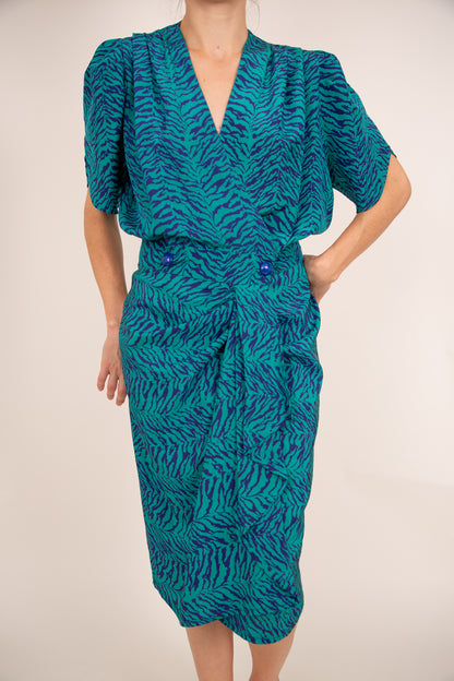 Robe zébrée turquoise et bleu 40
