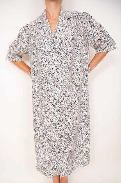 Robe-blouse blanche à fleurs 44