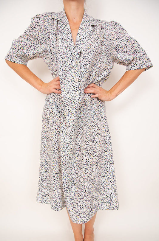 Robe-blouse blanche à fleurs 44