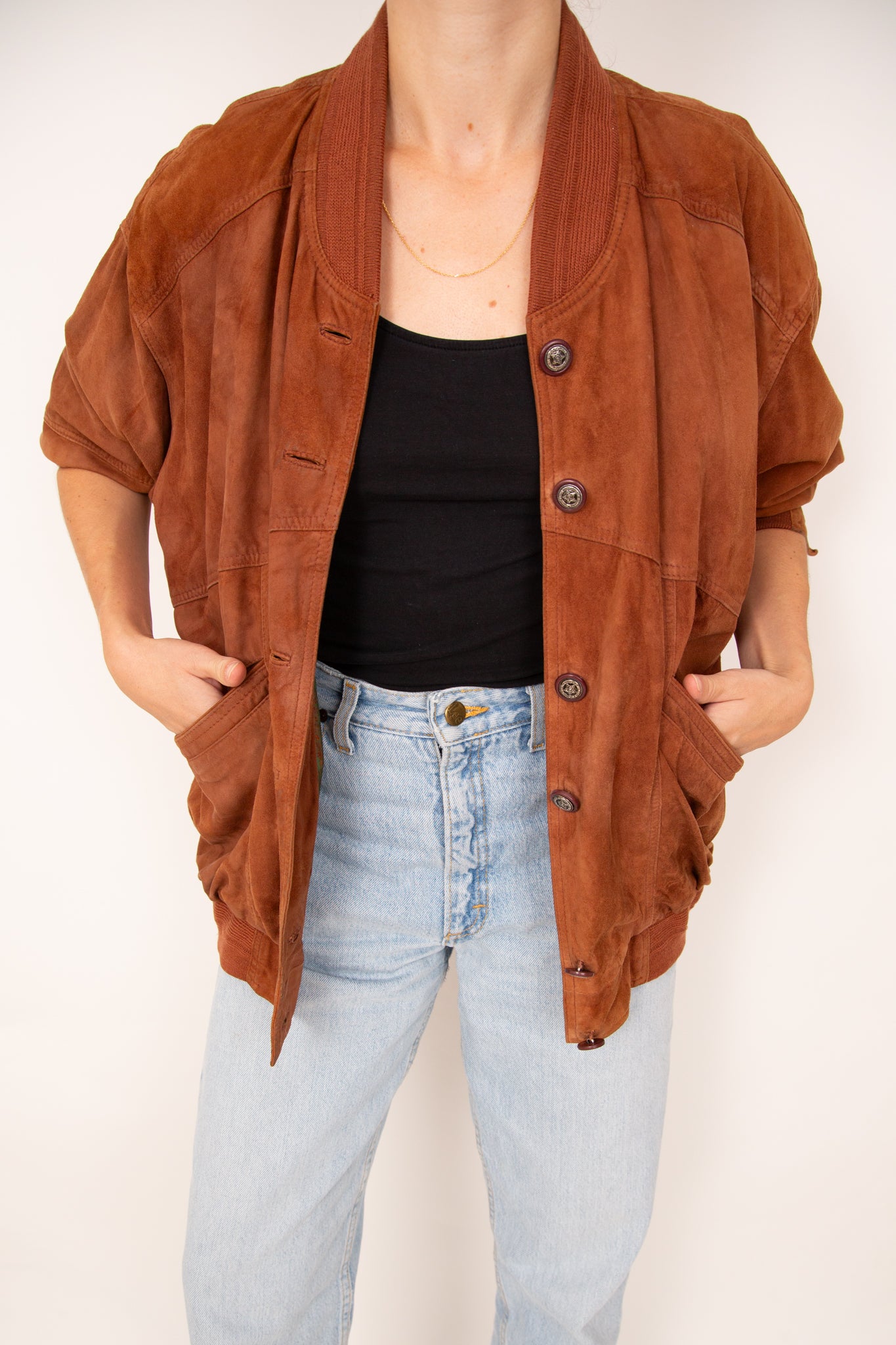 Blouson en daim camel 40