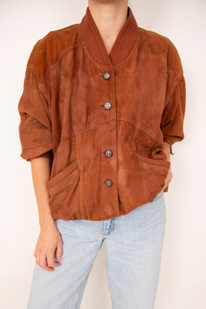 Blouson en daim camel 40