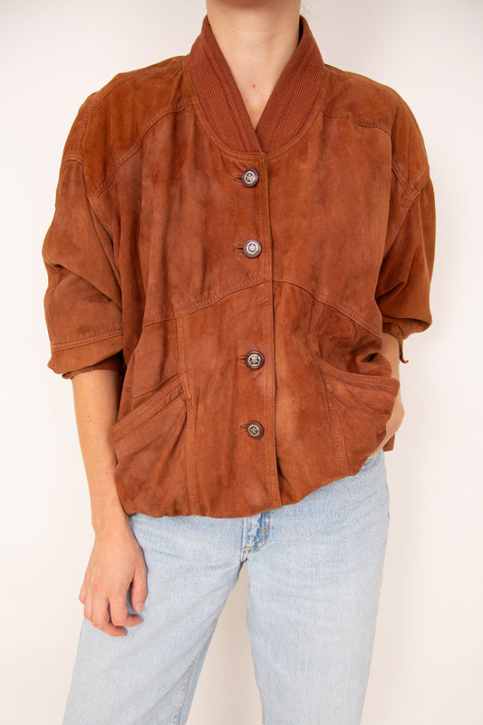 Blouson en daim camel 40