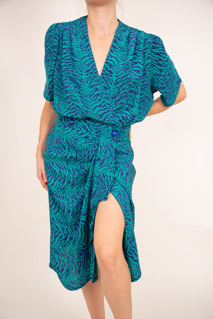 Robe zébrée turquoise et bleu 40