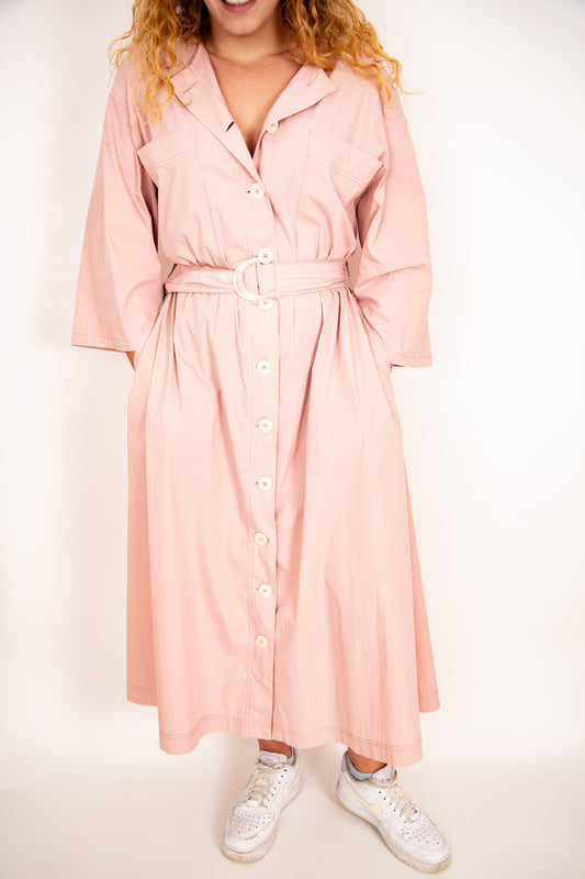 Robe-chemise rose poudré 40